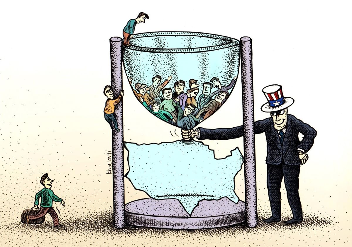  مهاجران، بازیچه دست دمکرات های آمریکا/ کاریکاتور