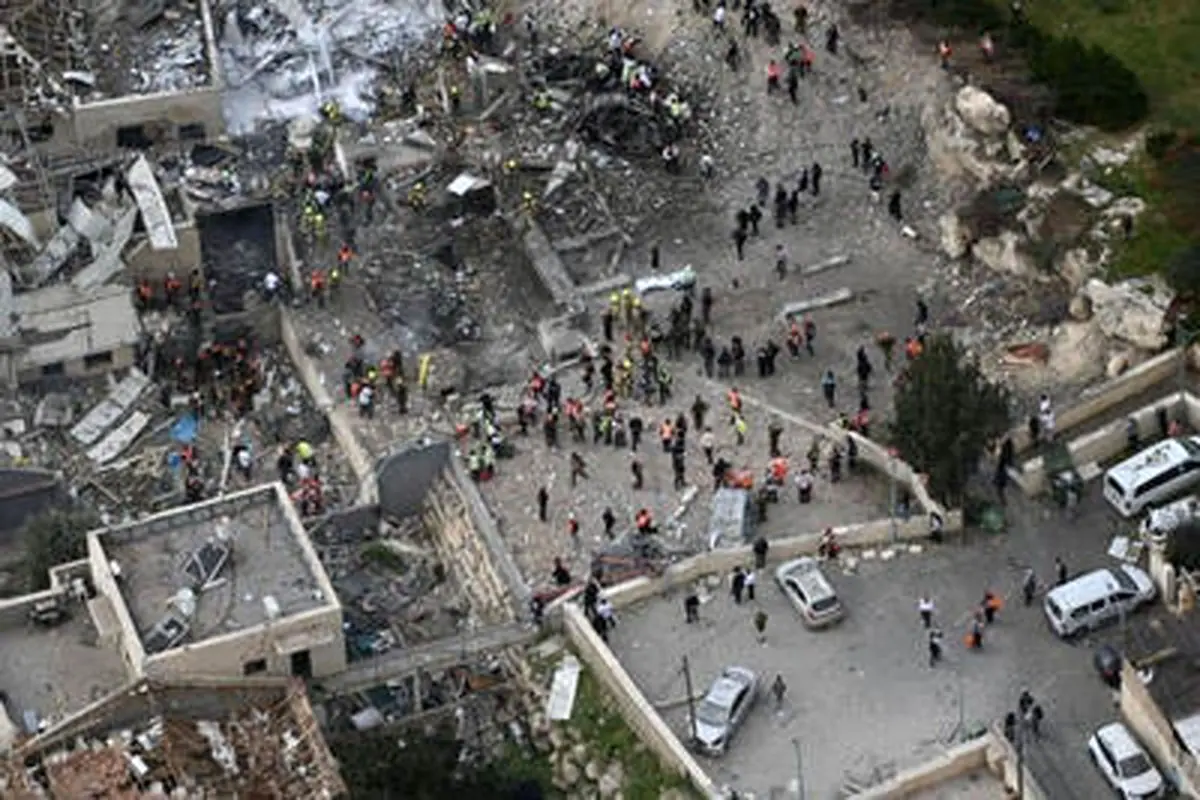 تصاویری از آثار حمله ایران به بیت شمش در ۲۸ مارس 