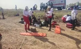 خروج اتوبوس از جاده در محور دامغان _ شاهرود
