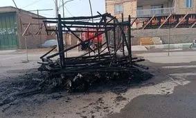 نخل عزاداری چند صد ساله در آتش سوخت