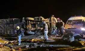 اسامی مصدومان حادثه واژگونی اتوبوس اصفهان - مشهد اعلام شد