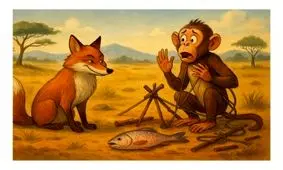 داستان روباه حیله‌گر و میمون ساده‌دل از کلیله و دمنه/ میمونی که با حرفهای روباه سلطان حیوانات شد