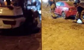 تصادف زنجیره‌ای ۳ خودرو در جزیره قشم خبرساز شد/ ویدئو