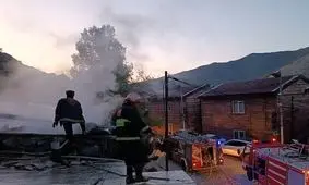 آتش سوزی در سوئیت اقامتی دهکده گنجنامه در همدان

