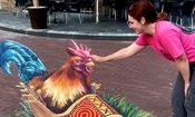 هنر خیابانی؛ شاهکارهای سه‌بعدی دختر هلندی که در خیابان منظره‌های خیالی خلق می‌کند 