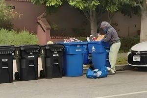 زباله گردی با خودرو لاکچری در آمریکا/ ویدئو