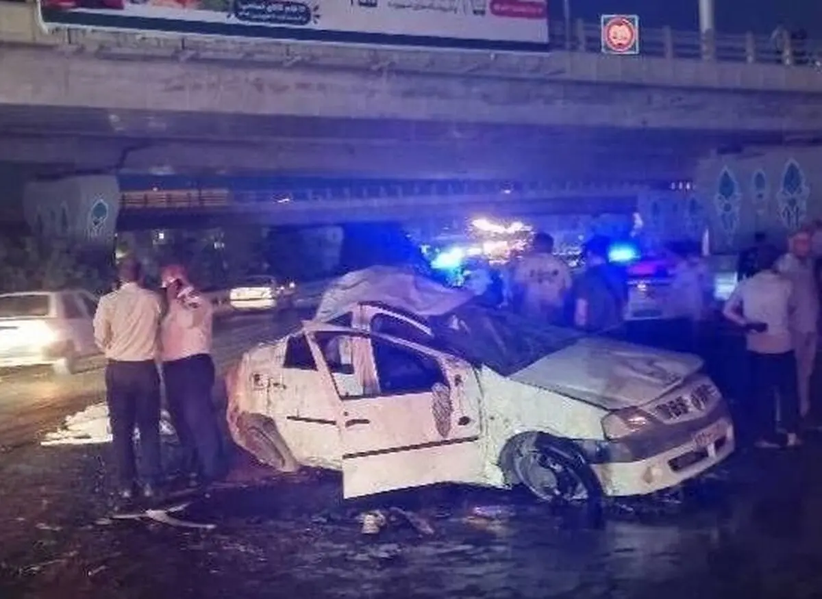 تصادف مرگبار L90 و سمند در بزرگراه رستگاری تهران/ ۲ نفر جان باختند

