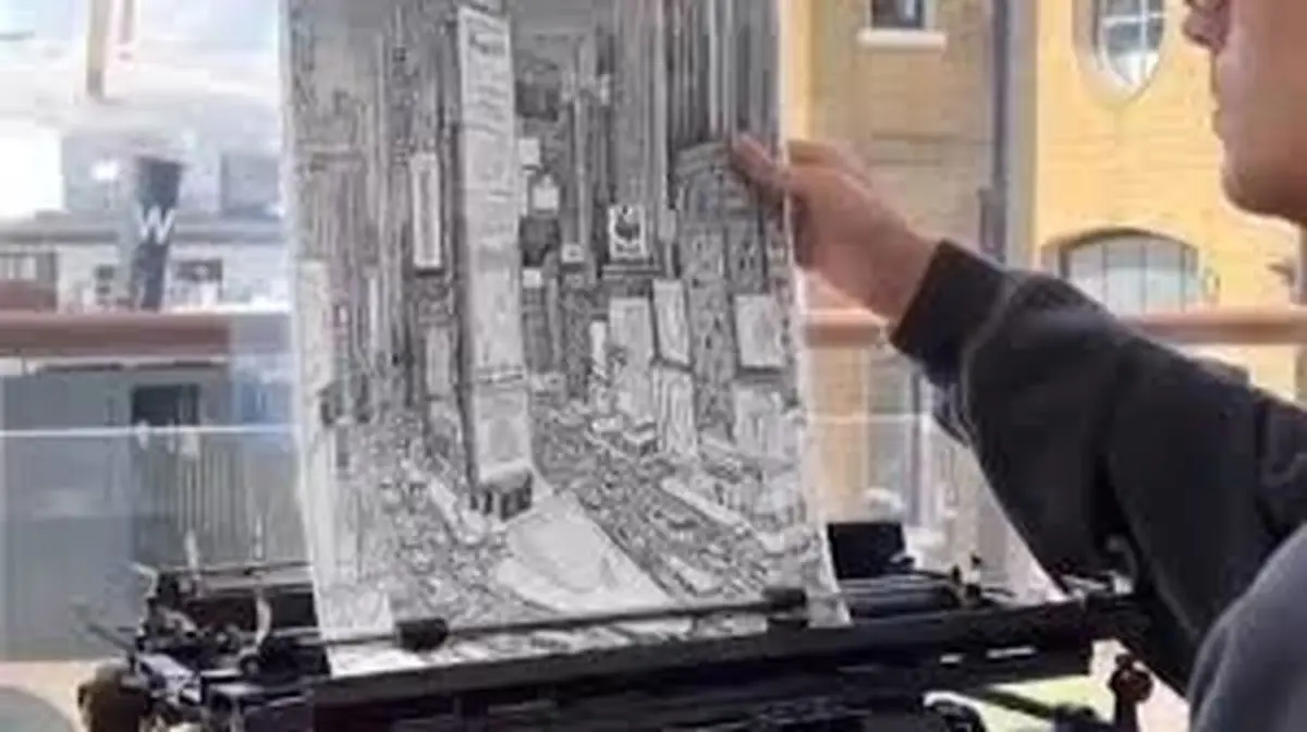 هنر مدرن؛ وقتی دستگاه چاپ، صحنه شب نیویورک را می‌سازد/ ویدئو