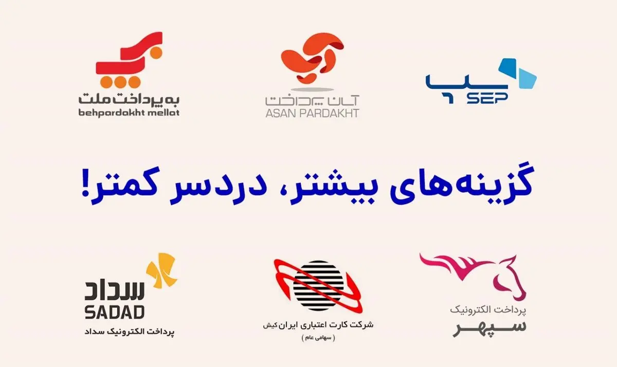 دریافت همزمان 6 درگاه پرداخت ملت، آپ، سامان، سپهر، سداد، ایران کیش - گزینه‌های بیشتر، دردسر کمتر