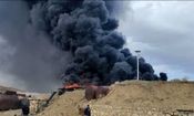 آتش سوزی در کارخانه آسفالت شهرداری الیگودرز/ ویدئو