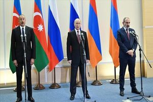 بیانیه مشترک رهبران روسیه، ارمنستان و جمهوری آذربایجان/ شاخه زیتون پوتین برای علی‌اف و پاشینیان
