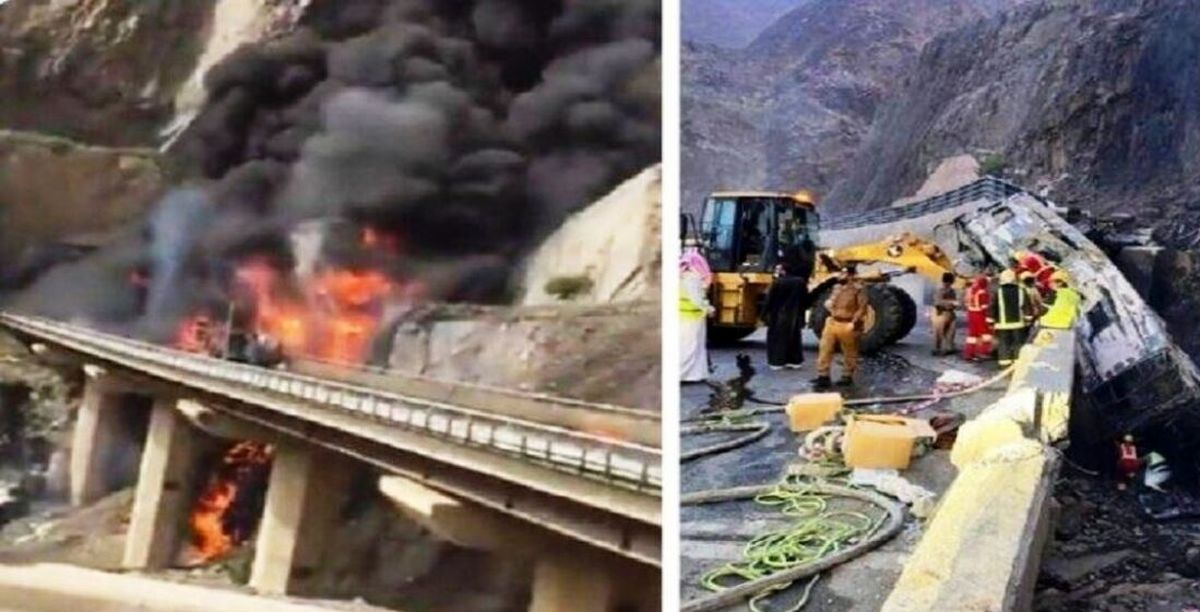  آتش گرفتن اتوبوس زائران خانه خدا در عربستان/ ۵۰ زائر کشته و زخمی شدند/ ویدئو
