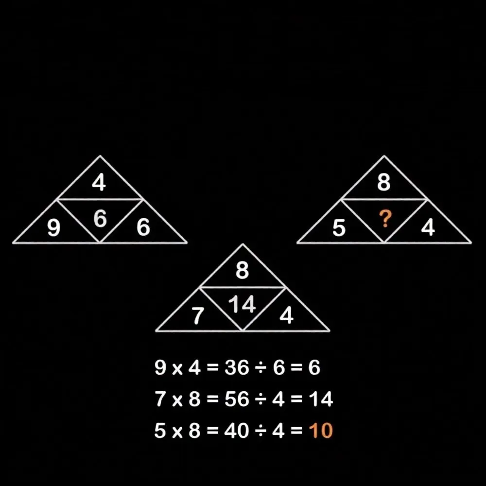 معمای مثلث ها؛ آیا می توانید عدد گمشده را حدس بزنید؟