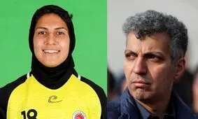 بوسه عادل فردوسی‌پور بر شانه های مادر عزادار ملیکا محمدی/ صد حیف که ملیکا برای اولین و آخرین بار اینگونه در ورزشگاه آزادی حضور داشت/ ویدئو

