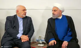 حضور ظریف و روحانی در مراسم ختم مادر محمد شریعتمداری/ عکس