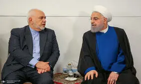 حضور ظریف و روحانی در مراسم ختم مادر محمد شریعتمداری/ عکس
