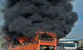  آتش‌سوزی اتوبوس حامل سربازان ارتش