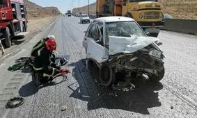 مرگ دلخراش راننده در سانحه تصادف خودروی سواری با تریلی