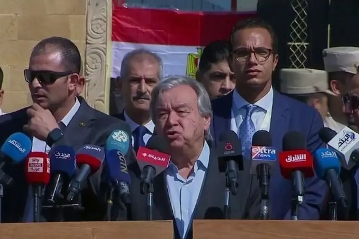 دبیر کل سازمان ملل متحد وارد گذرگاه رفح شد/ گوترش خواستار آتش بس بی قید و شرط برای امدادرسانی به غزه شد