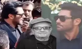سلفی گرفتن تعدادی از مردم با محمدرضا گلزار در مراسم تشییع جنازه/ ویدئو 
