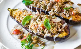 طرز تهیه بادمجان شکم پر رژیمی خوشمزه و کم کالری