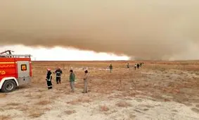 تصاویری از آتش سوزی در تالاب میقان اراک