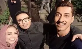محمدرضا فروتن و بهنوش بختیاری در پشت صحنه «آقای سانسور»