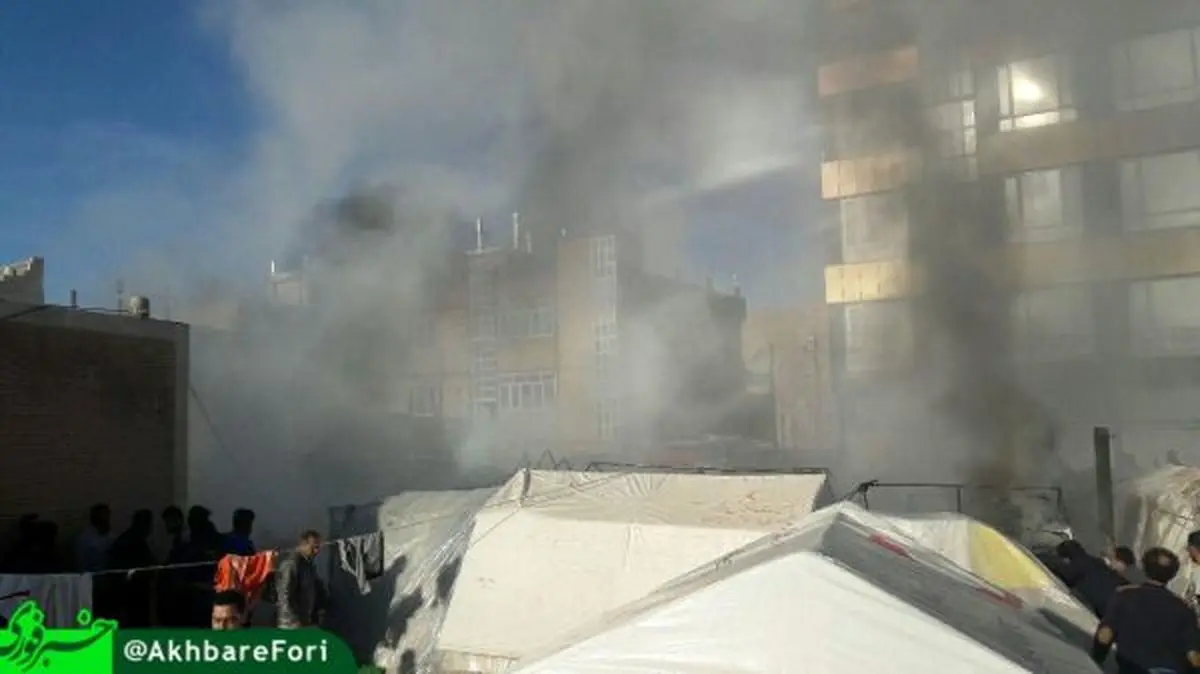 اتش سوزی گسترده در کمپ زلزله زدگان سرپل ذهاب/ فیلم