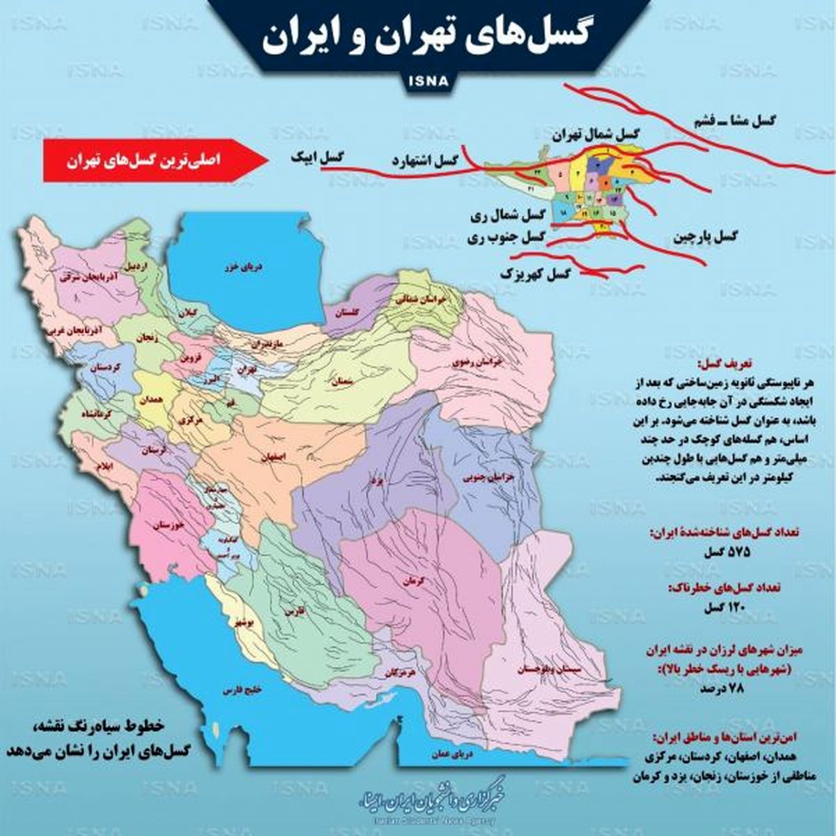 اينفوگرافي تمام گسلهای تهران و ايران