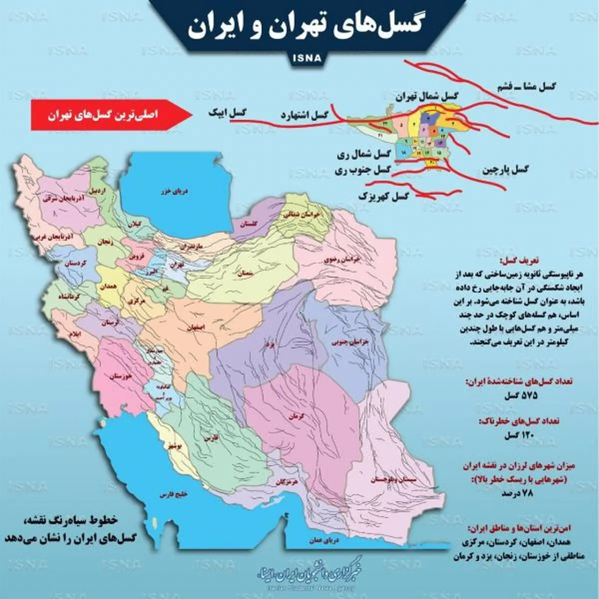 اينفوگرافي تمام گسل‌های تهران و ايران