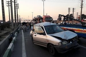 تصاویر تصادف ۷ خودرو در بزرگراه فتح