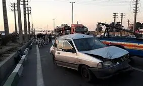 تصاویر تصادف ۷ خودرو در بزرگراه فتح