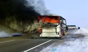 آتش‌سوزی مرگبار در اتوبوس کارگران
