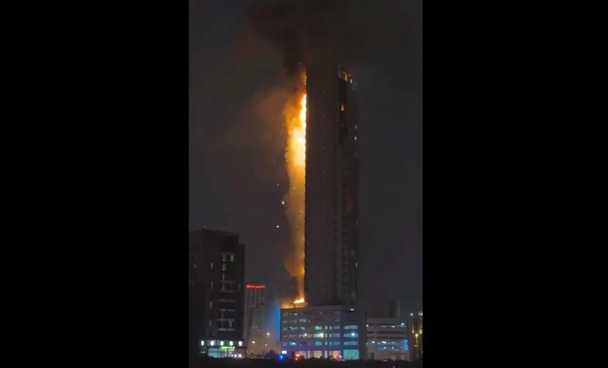 برج بلندی که در بحرین می سوزد | فیلم