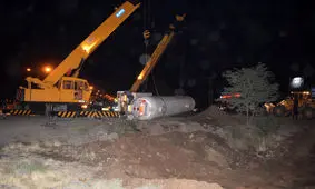 واژگونی یک دستگاه تانکر تریلر گاز مایع در نیشابور