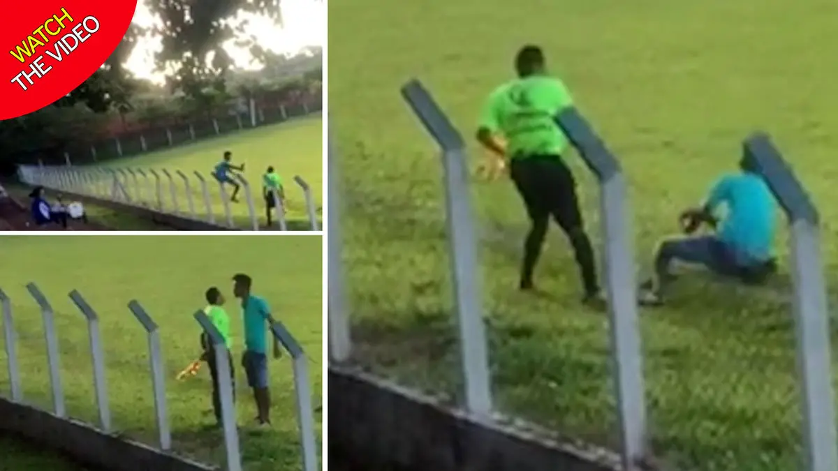 لحظه ناک اوت شدن تماشاگر توسط کمک داور فوتبال! +فیلم
