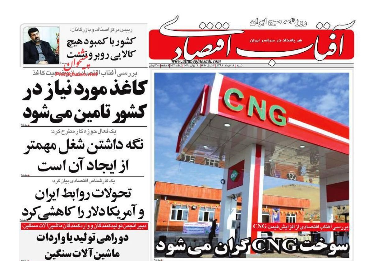 صفحه نخست روزنامه‌های اقتصادی ۱۸ خرداد