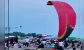 ویدئویی از لحظه سقوط پاراگلایدر در ساحل سلمانشهر