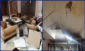 ریزش سقف اتاق فرماندار گرمسار در یک جلسه اداری+ تصاویر