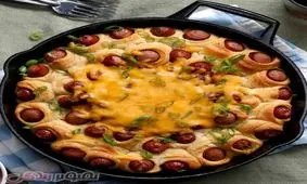 طرز تهیه هات داگ حلقه ای با خمیر کروسان غذایی مجلسی و خوشمزه