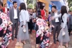 رفتار عجیب دختر چینی با نامزدش در خیابان! +فیلم