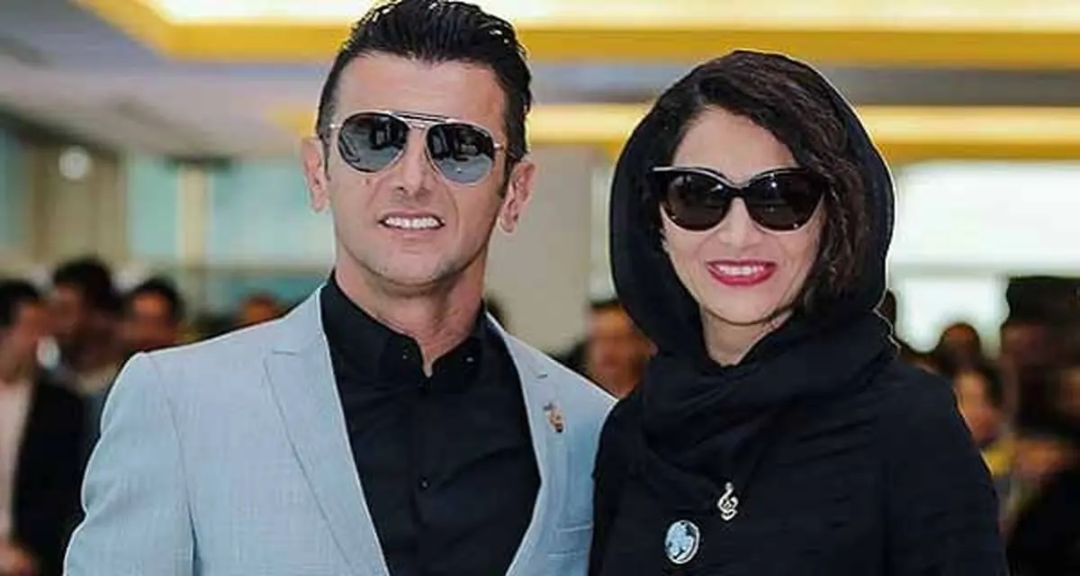 امین حیایی با ظاهر زنانه کنار همسرش+عکس