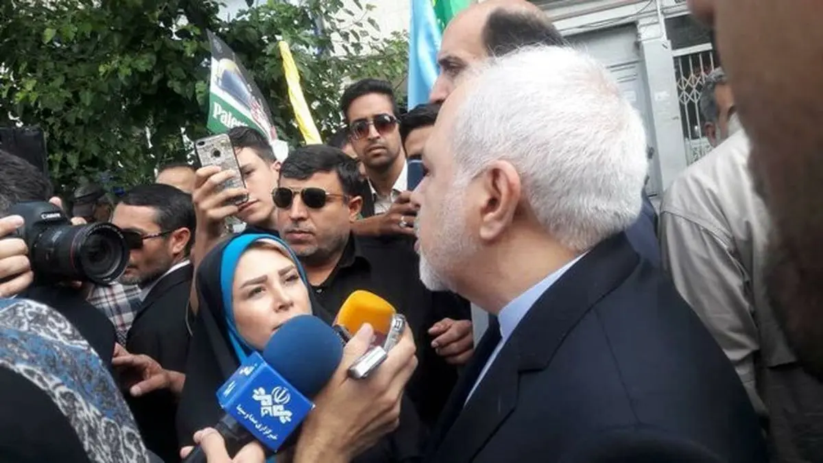 حضور ظریف در راهپیمایی روز قدس