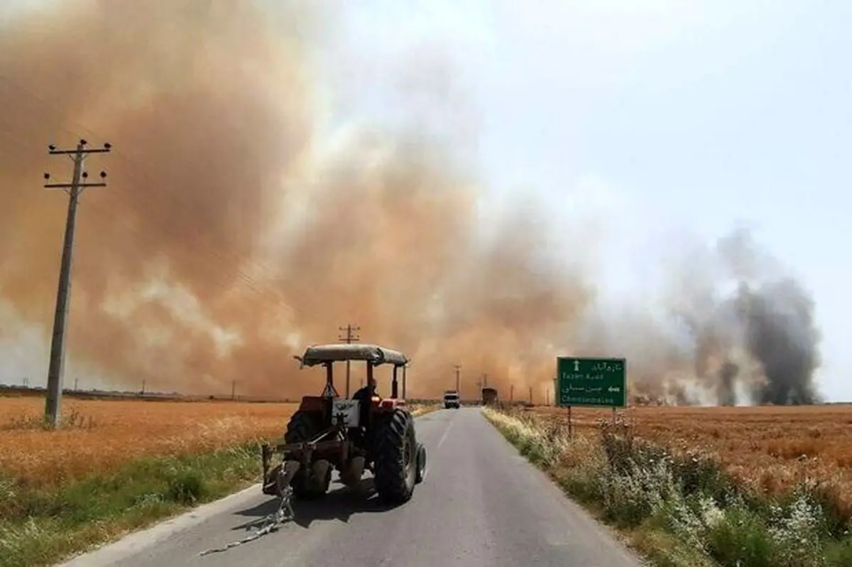 ۱۰۰ هکتار از اراضی کشاورزان آبدانان طعمه حریق شد