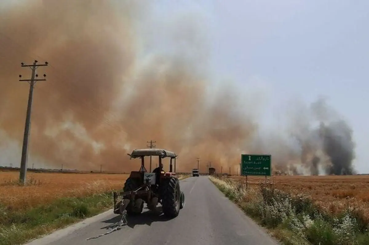 ۱۰۰ هکتار از اراضی کشاورزان آبدانان طعمه حریق شد