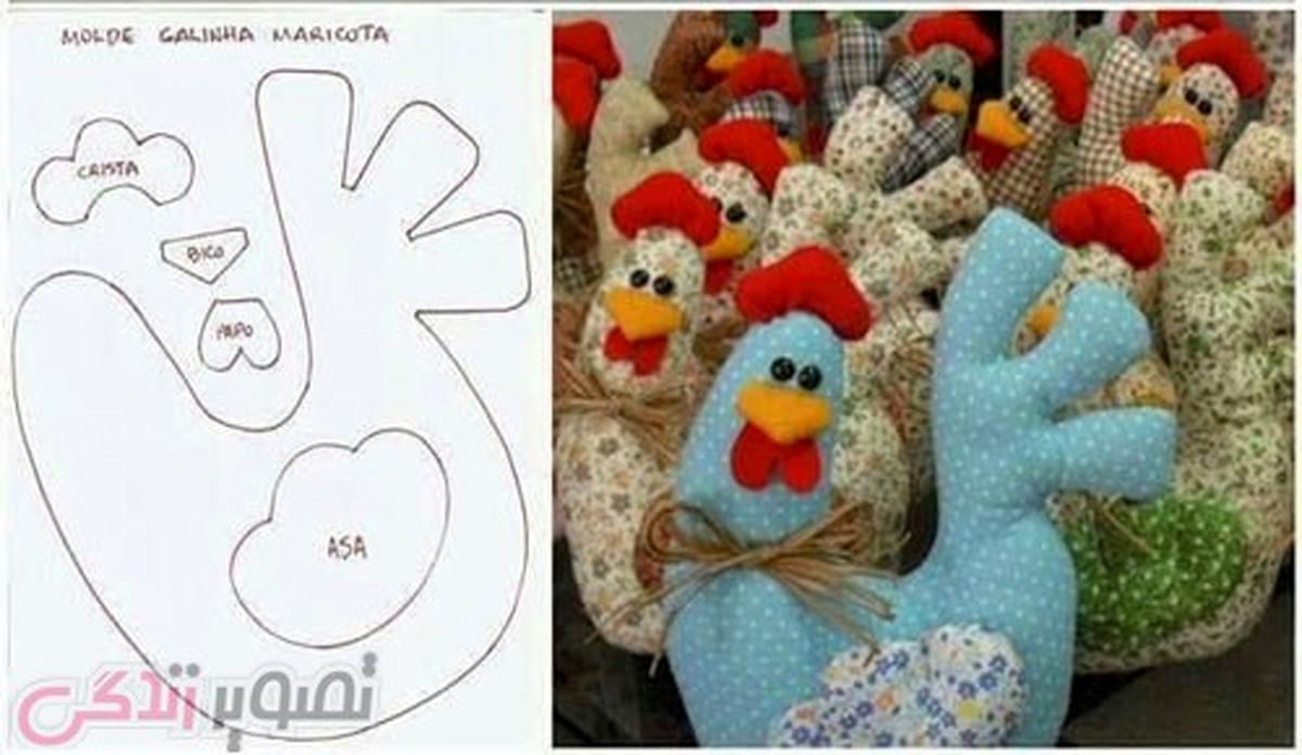 الگوی عروسک خروس برای دوخت با پارچه و نمد هدیه نوروز ۹۶ سال خروس