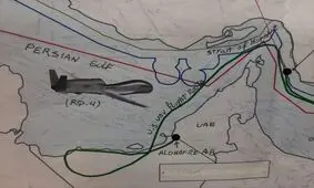 اولین نقاشی منتشر شده درباره سقوط پهپاد گلوبال هاوک