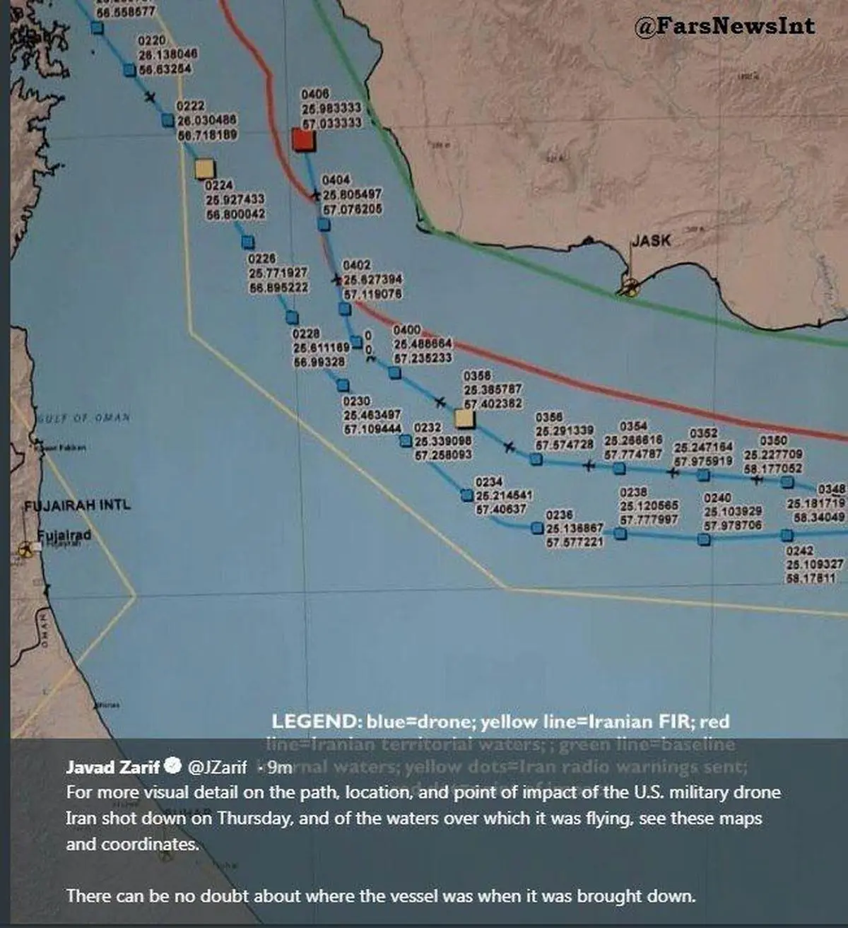تاکید دوباره ظریف بر نقض حریم هوایی ایران توسط پهپاد آمریکایی