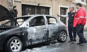 پژو ۲۰۶ در آتش سوخت + تصاویر