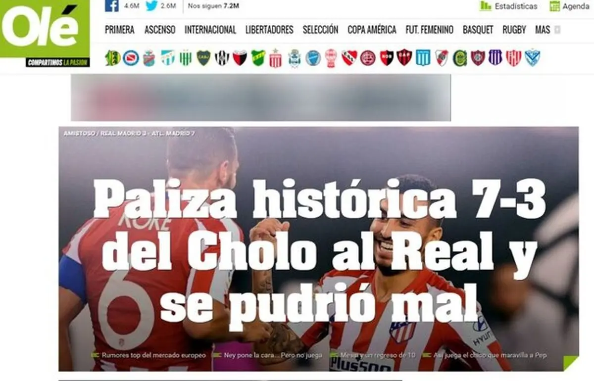 بازتاب رسانه‌های جهان به شکست تاریخی رئال مادرید از اتلتیکو